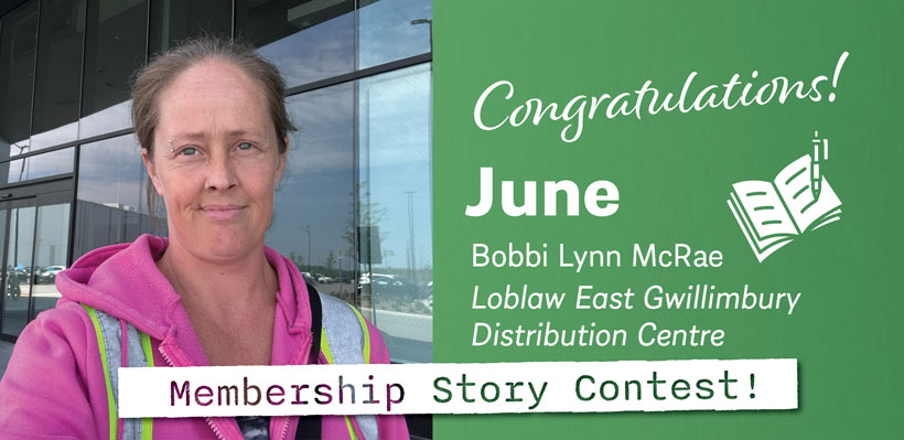 Member Bobbi Lynn poses outside the distribution centre she works at.